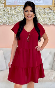 Francesca Flowy Dress - Burgundy