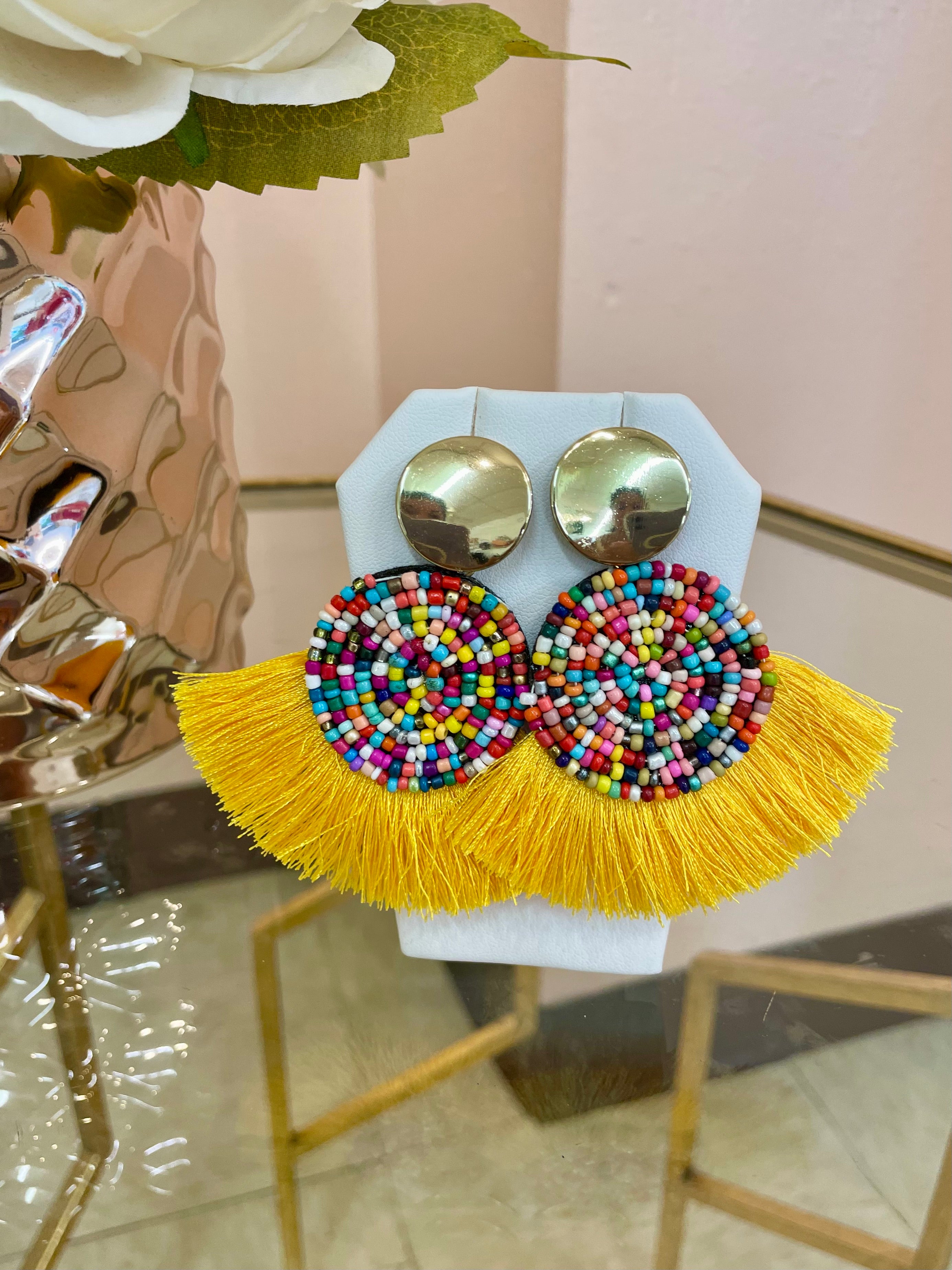 Multicolored Fringe Earrings