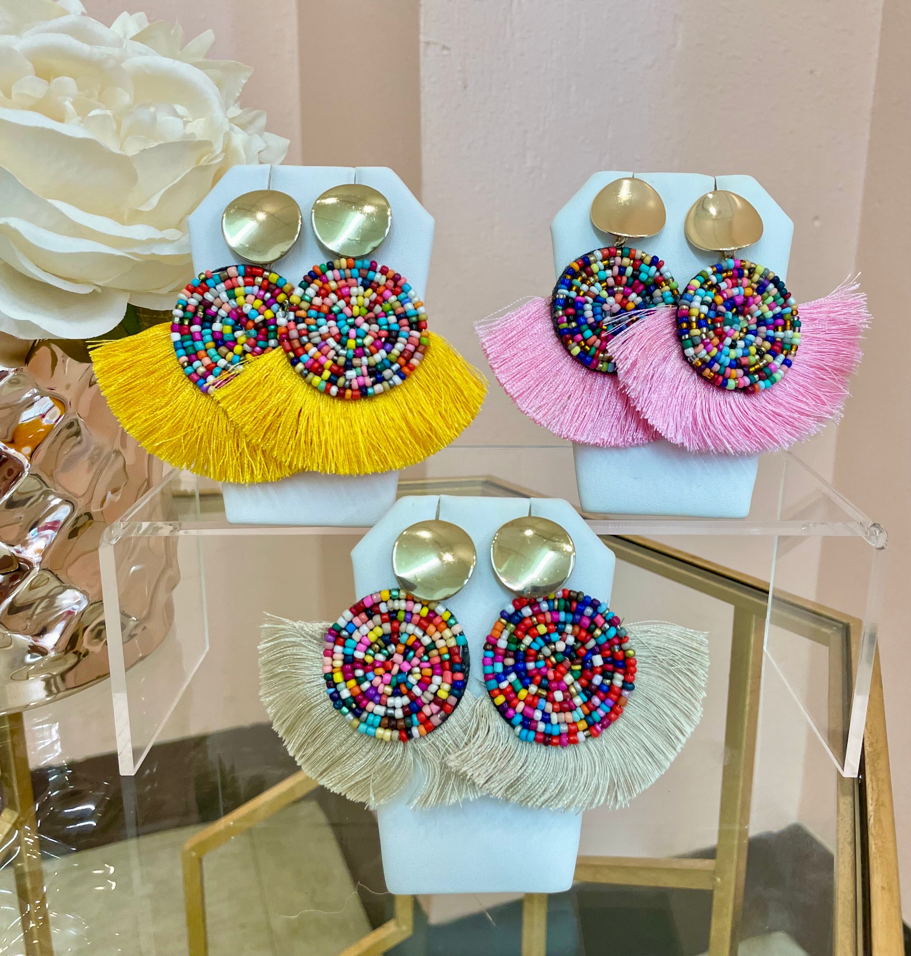 Multicolored Fringe Earrings