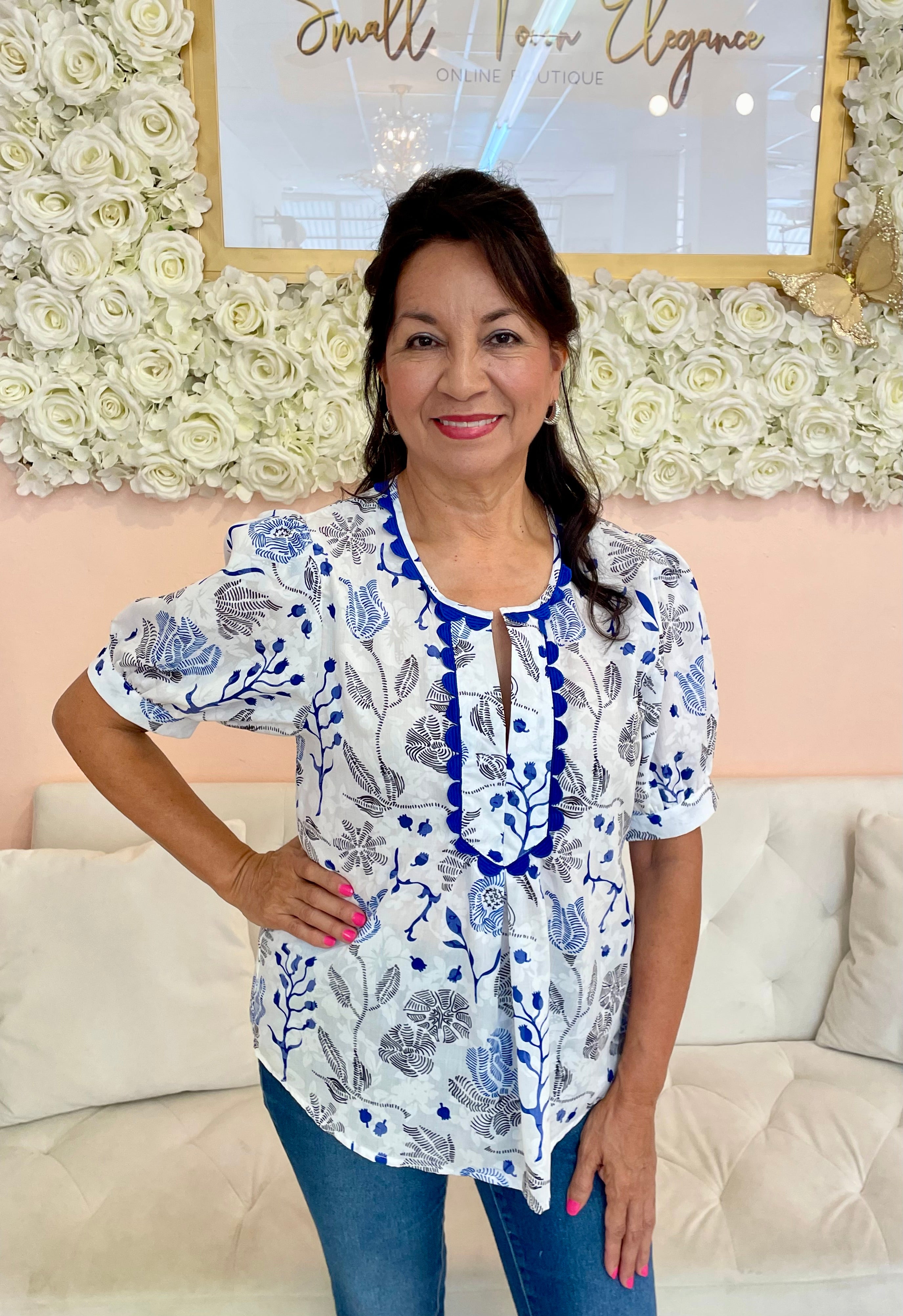 Felicity Floral Blue Blouse